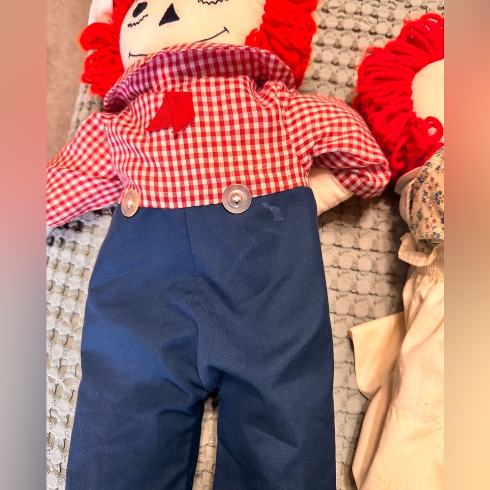 Vintage Knickerbocker Raggedy Ann and Andy Dolls  24in Tall - Picture 9 of 12